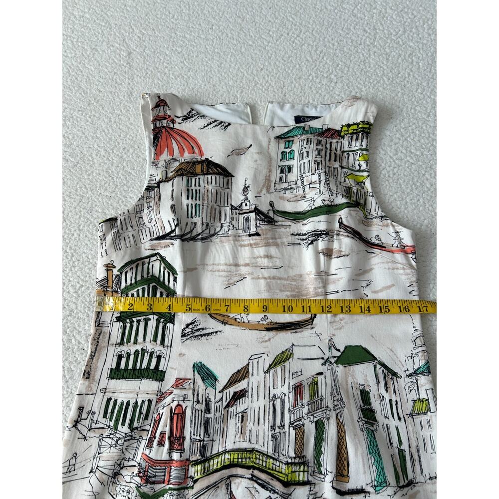 Chadwicks of Boston Women's Shift Dress Sz 10 Ivory Lined Scenic Italy Art Print - Picture 5 of 10